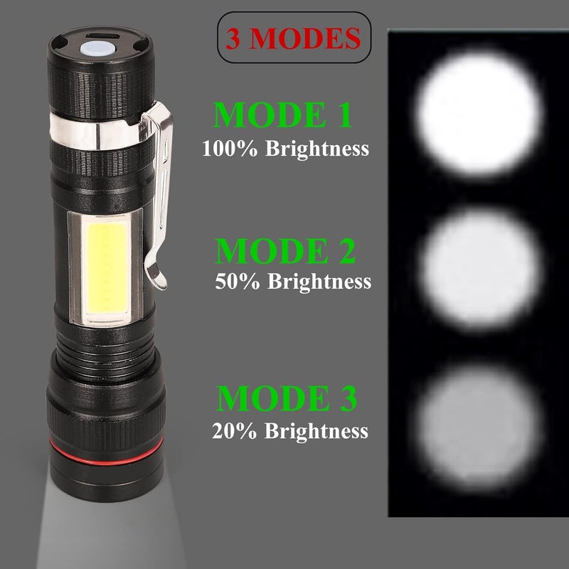 Care4 Care 4 Flashlight LED USB Direct Charge Convex Lens Torch 3 Modes with Powerful T6 and COB Waterproof Hand TorchAdjustable Focal Length for Camping Travelling Multicolor - Image 2