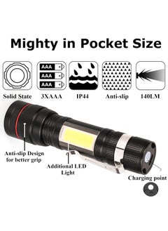 Care4 Care 4 Flashlight LED USB Direct Charge Convex Lens Torch 3 Modes with Powerful T6 and COB Waterproof Hand TorchAdjustable Focal Length for Camping Travelling Multicolor  - Image 4