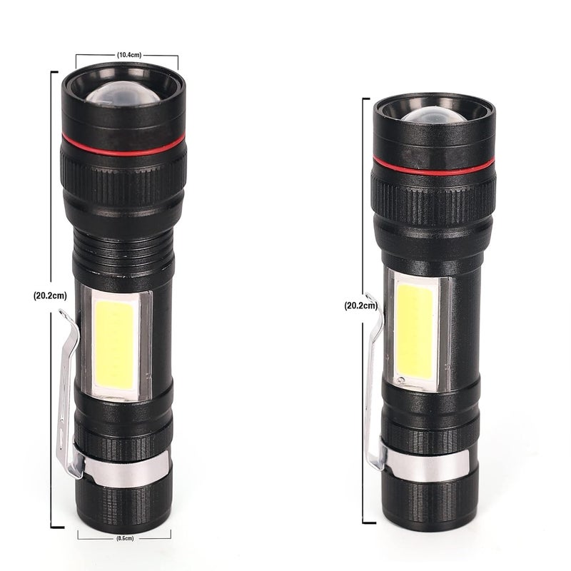 Care4 Care 4 Flashlight LED USB Direct Charge Convex Lens Torch 3 Modes with Powerful T6 and COB Waterproof Hand TorchAdjustable Focal Length for Camping Travelling Multicolor - Image 5