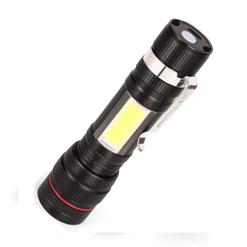 Care4 Care 4 Flashlight LED USB Direct Charge Convex Lens Torch 3 Modes with Powerful T6 and COB Waterproof Hand TorchAdjustable Focal Length for Camping Travelling Multicolor - Image 1