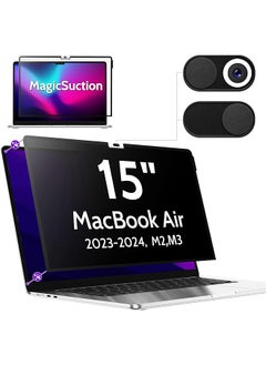 Privacy Screen Compatible With Macbook Air 15 Inch 2023 2024 M2 M3 A2941 A3114 Magicsuction™ Removable Anti Spy Black Protector Glare Blue Light Filter For Mac Laptop Computer