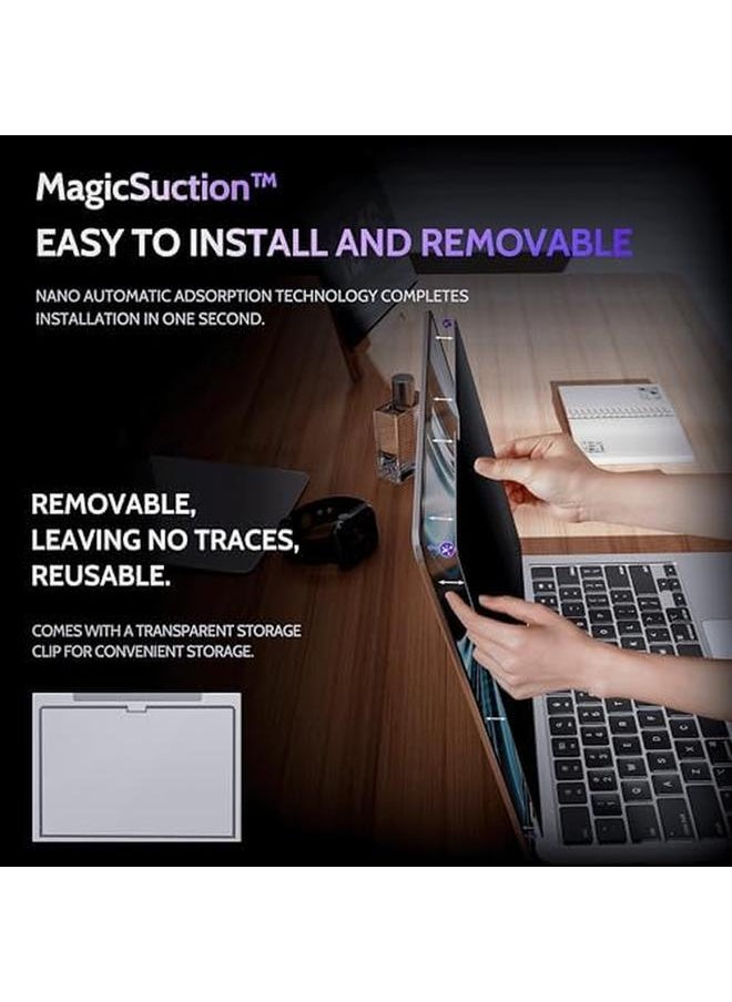 erorex - Privacy Screen Compatible With Macbook Air 15 Inch 2023 2024 M2 M3 A2941 A3114 Magicsuction™ Removable Anti Spy Black Protector Glare Blue Light Filter For Mac Laptop Computer - Image 1