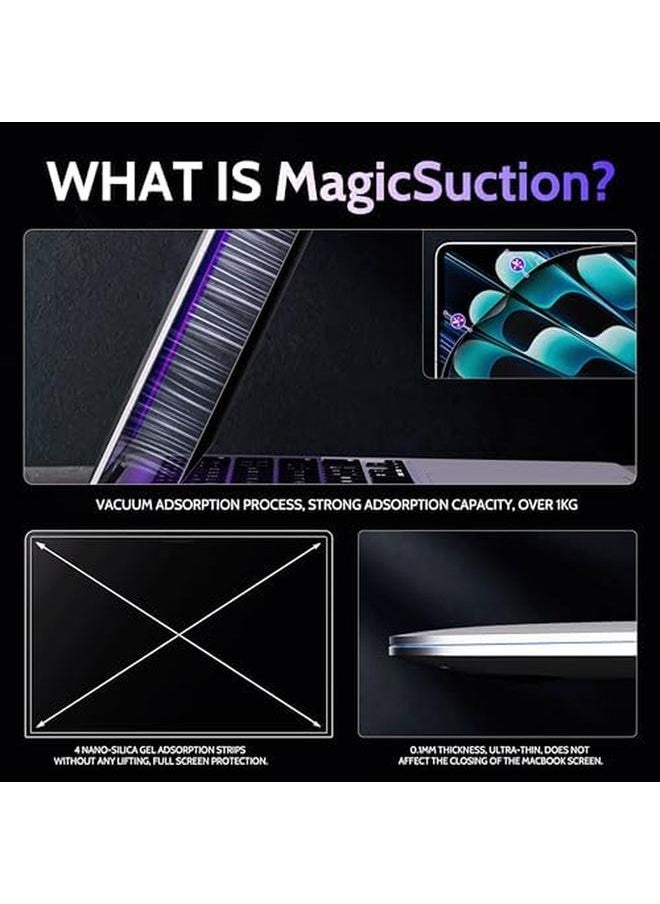 erorex - Privacy Screen Compatible With Macbook Air 15 Inch 2023 2024 M2 M3 A2941 A3114 Magicsuction™ Removable Anti Spy Black Protector Glare Blue Light Filter For Mac Laptop Computer - Image 1