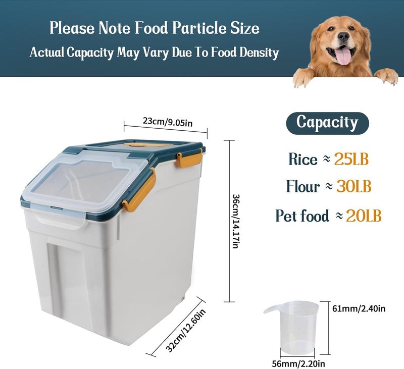 Saim Flour Storage Container Bin 25lbs (2 Pack), BPA Free Rice & Food Dispenser with Lid, Measuring Cup & Scoop - Kitchen Pantry Organizer for Grain, Cereal, Dog Food, Baking Supplies - Dark Blue - Image 2