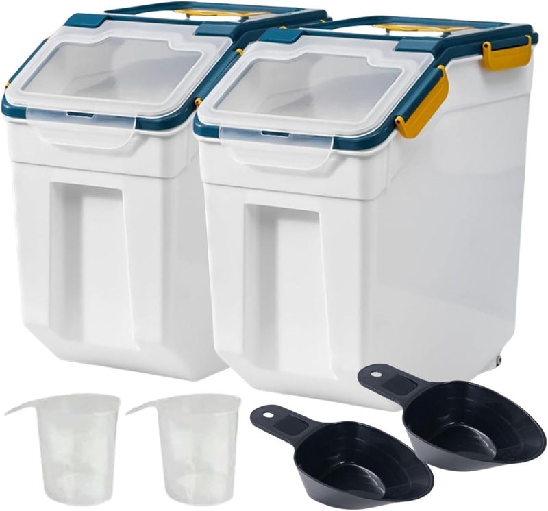 Saim Flour Storage Container Bin 25lbs (2 Pack), BPA Free Rice & Food Dispenser with Lid, Measuring Cup & Scoop - Kitchen Pantry Organizer for Grain, Cereal, Dog Food, Baking Supplies - Dark Blue - Image 1