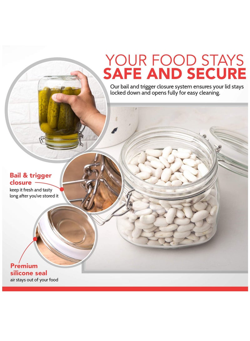 Y&D Set of 5 Airtight Glass Kitchen Jars with Lids For Food Storage Organising and Canning Containers 500ml 750ml 1000ml 1500ml 2000ml - Image 3