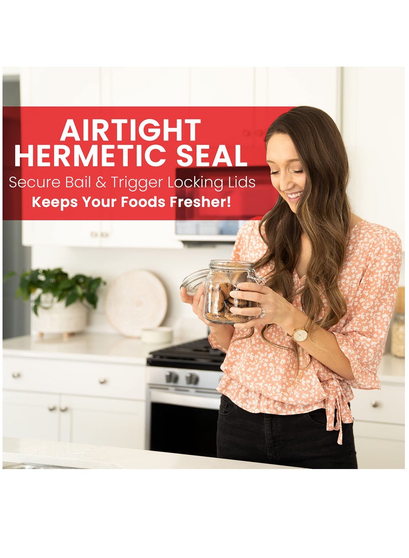 Y&D Set of 5 Airtight Glass Kitchen Jars with Lids For Food Storage Organising and Canning Containers 500ml 750ml 1000ml 1500ml 2000ml - Image 2