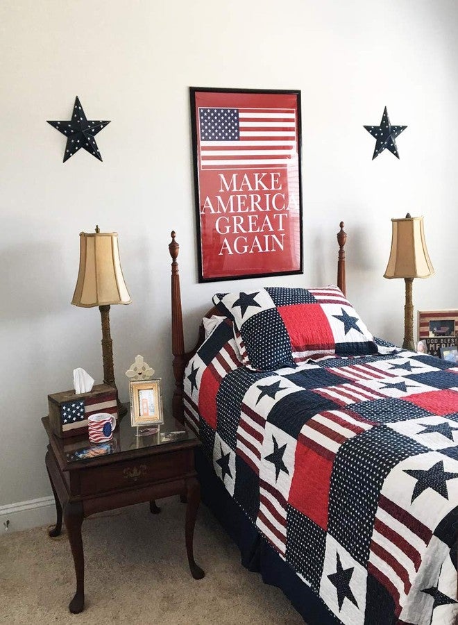 E-view Metal Barn Star Patriotic Home Decor Primitive Indoor Outdoor Wall Art Rustic Hanging Stars Decorations for Walls Fence Porch House July of 4th Decoration - Image 3