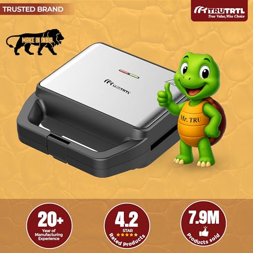 truTRTL Mr. TRU 3 in 1 Grill, Sandwich, Waffle Maker Machine | Electric Bread Griller and Toaster | Non-Stick Coating Removable Plates | 800W (Auto Cut-Off), Black | 2 Years Warranty | Perfect for Gifting - Image 2