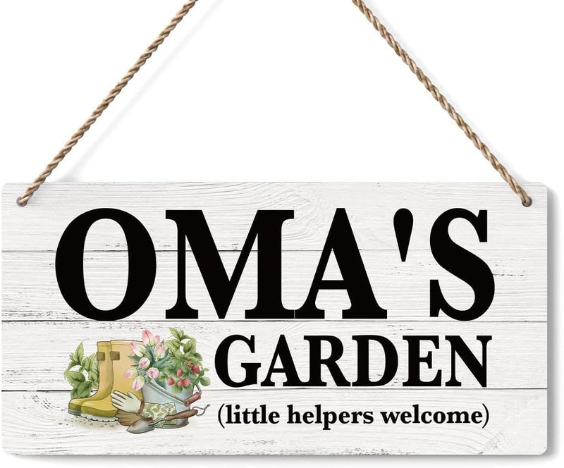 SARVADA DECOR Oma Gifts Outdoor Garden Wooden Sign Decor Indoor Garden Decoration Hanging Signs 6x12Inch Outdoor Garden Decor Yard Wall Art Decor Sign Birthday Gifts for Mom Grandma  - Image 1