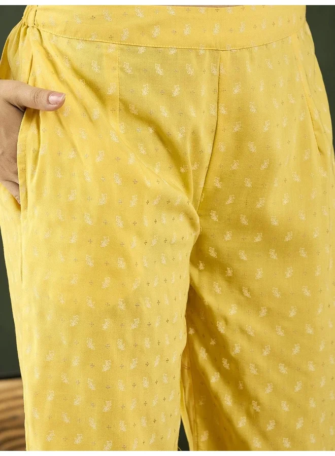 AKS Floral Printed Straight Kurta With Palazzos With Dupatta