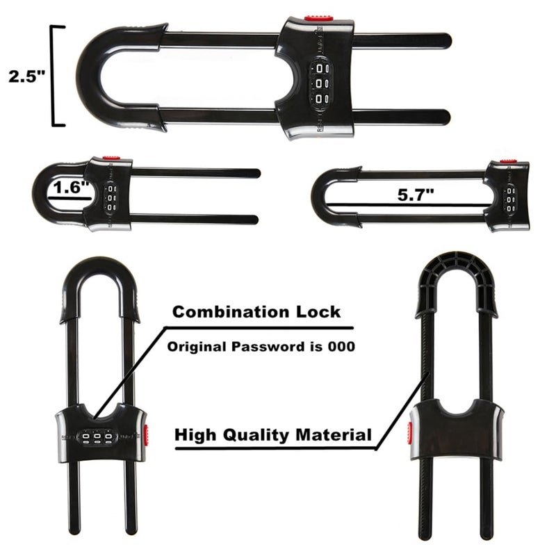 FIGEPO 6 Pack Child Proof U-Shaped Code Sliding Cabinet Door Locks Adjustable Baby Safety Cupboard Cabinet Latches Set for Knob Handle Drawers Closet Black - Image 5