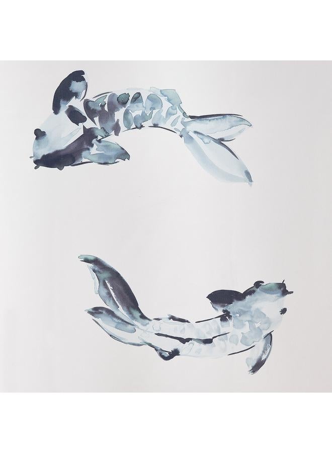 erorex Shower curtain, white blue/fish, 180x200 cm - Image 3