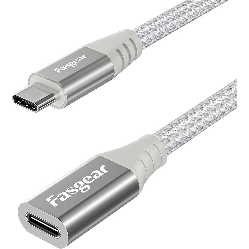كيبل تمديد USB C من فاسجير: سلك تمديد من النوع C ذكر إلى أنثى متوافق مع شاحن Magsafe | شحن لاسلكي Mag safe | جميع أجهزة النوع C 2.0 - نقل بيانات 480 ميجابت في الثانية (1.8 متر، أبيض) - Image 1