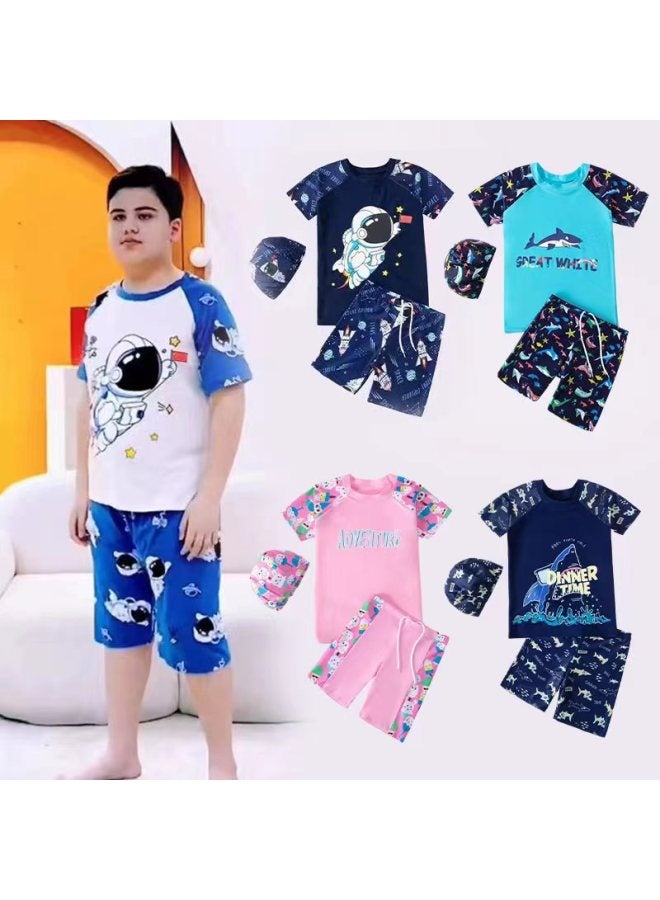 إسكدنيا ملابس سباحة للأطفال للأولاد والبنات والأطفال الكبار والطلاب والرضع سريعة الجفاف ملابس سباحة كرتونية سريعة الجفاف للحماية من الشمس في فصل الربيع - اللون: أزرق، مقاس الفضاء: XL الارتفاع الموصى به 100- - Image 2