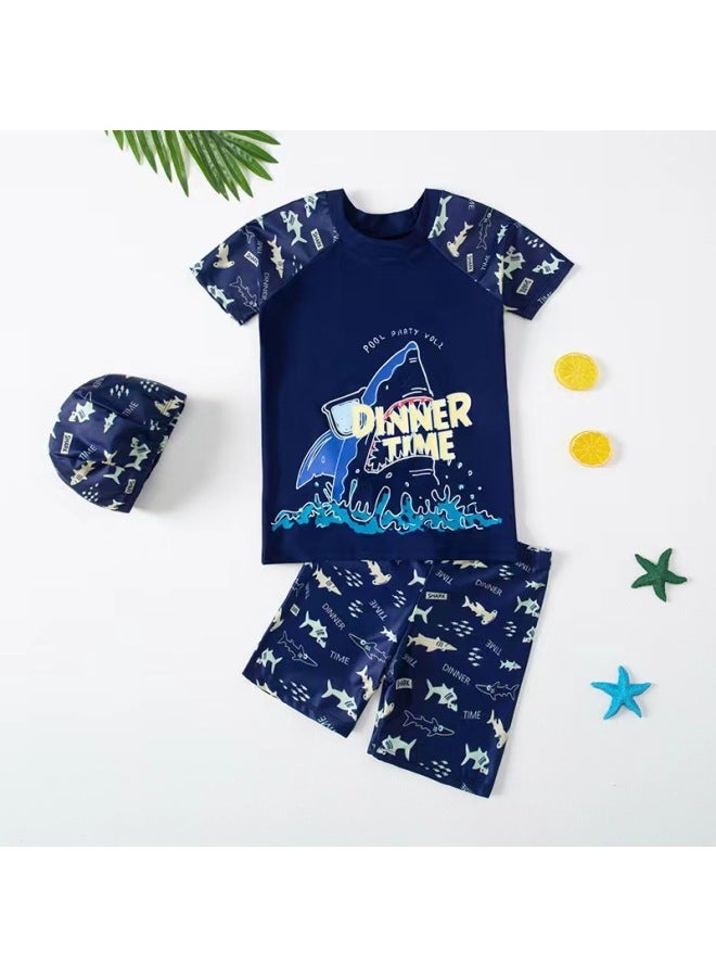 إسكدنيا ملابس سباحة للأطفال للأولاد والبنات والأطفال الكبار والطلاب والرضع سريعة الجفاف ملابس سباحة كرتونية سريعة الجفاف للحماية من الشمس في فصل الربيع - اللون: أزرق، مقاس الفضاء: XL الارتفاع الموصى به 100- - Image 5