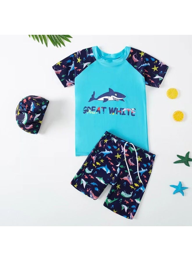 إسكدنيا ملابس سباحة للأطفال للأولاد والبنات والأطفال الكبار والطلاب والرضع سريعة الجفاف ملابس سباحة كرتونية سريعة الجفاف للحماية من الشمس في فصل الربيع - اللون: أزرق، مقاس الفضاء: XL الارتفاع الموصى به 100- - Image 4