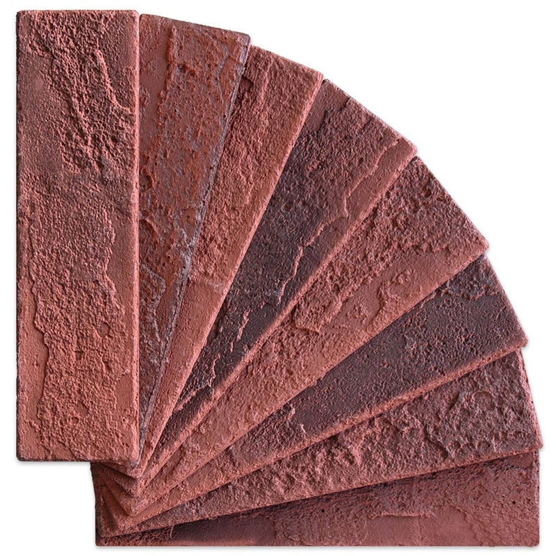 TORURAL 100 Vintage Red Faux Brick Wall Tiles, 3D Thin Brick Veneers for Bedroom, Bathroom, Kitchen, Fireplace and Fence Wall Panels (14.2 sq ft) - Image 3