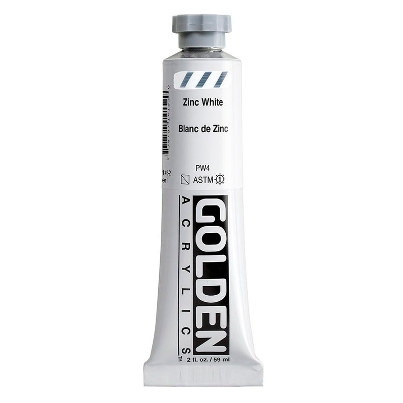 GOLDEN Heavy Body Acrylics Zinc White 2 fl oz Tube Professional Acrylic Paint SemiTransparent