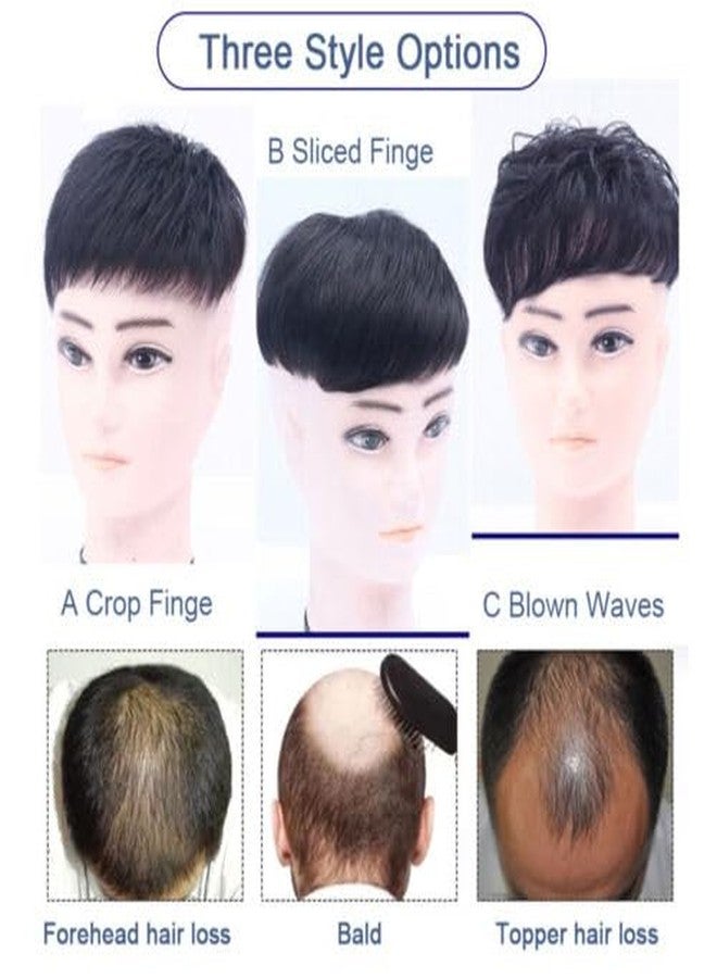 BLUSHIA (Base 16 * 18 cm) Men's Wig Human Hair Toupee with PU Around Hair Replacement Clip in Male Hairpieces For Men Baldness - Image 4