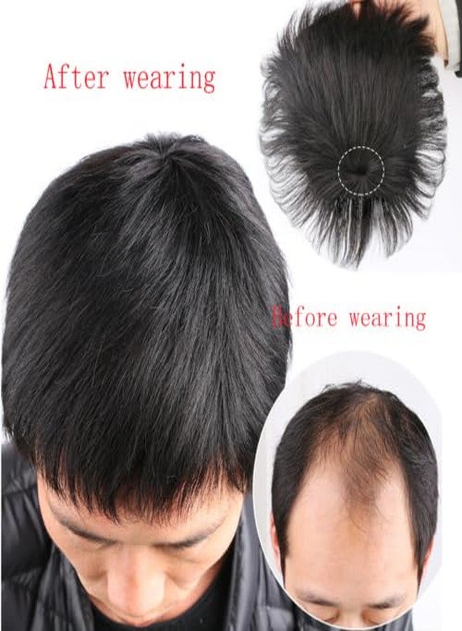 BLUSHIA (Base 16 * 18 cm) Men's Wig Human Hair Toupee with PU Around Hair Replacement Clip in Male Hairpieces For Men Baldness - Image 5