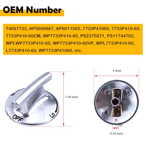 ELSOON 4PCS 74007733 AP5668987 AP6011505 PS2375871 Surface Burner Knob Compatible with JennAir Maytag KitchenAid Gas Cooktop Stove - Image 3