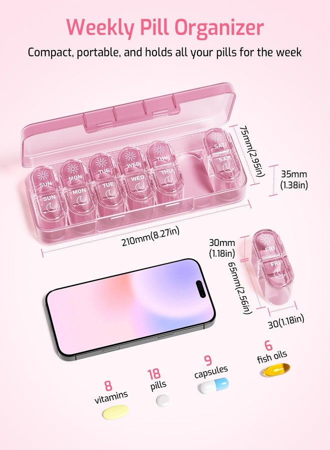 Daviky Weekly Pill Organizer 2 Times a Day, 7-Day AM PM Medicine Case, Travel-Friendly Pill Box for Fish Oils, Vitamins & Supplements - Image 2