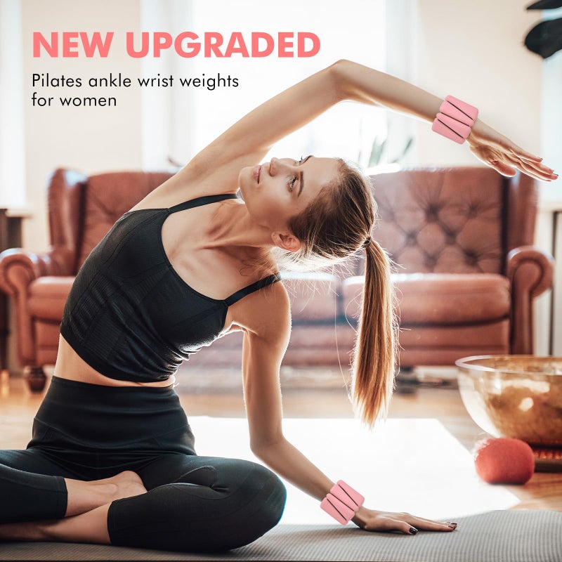 WUSOPU Wrist Weights, Ankle Weights for Women Men, Adjustable Wrist Weighted Bracelet for Home Gym Workout, Running, Yoga, Exercise, Strength Training, Set of 2 (1LB Each)-Pink - Image 4