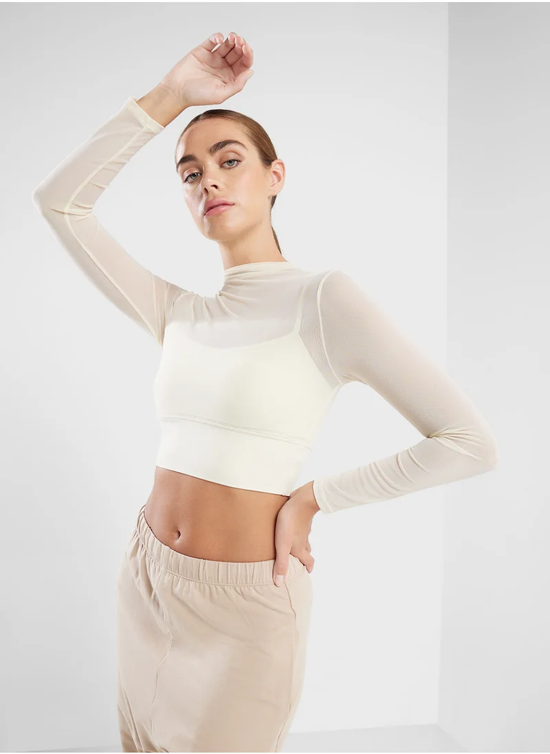 فورورد Mesh Fitted Top With Cami