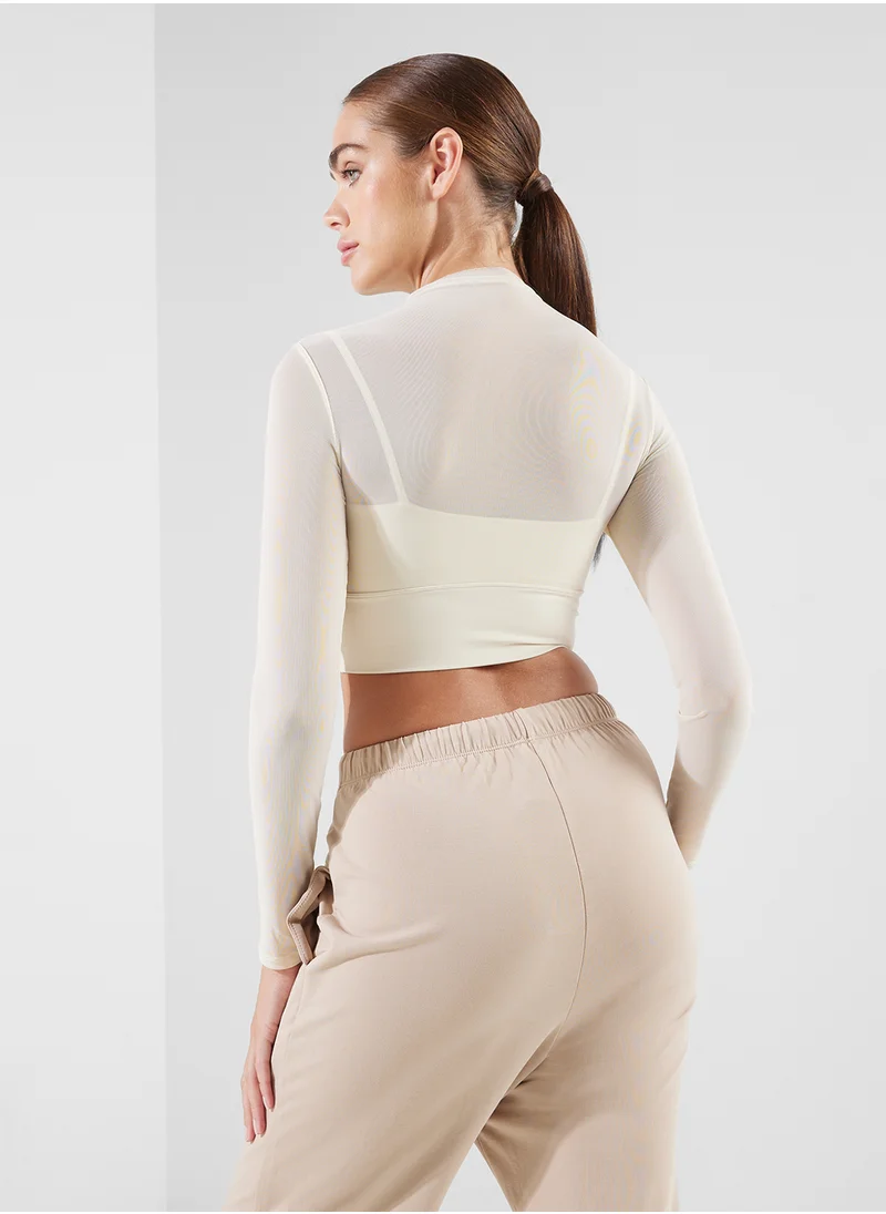 فورورد Mesh Fitted Top With Cami