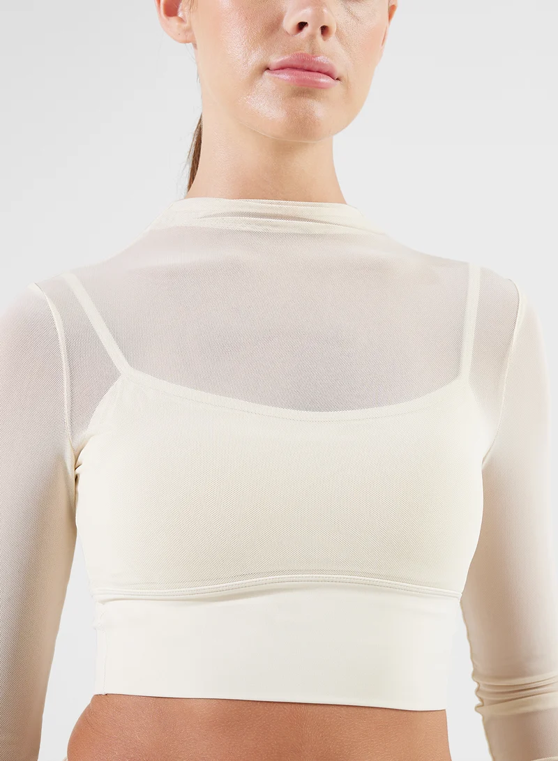 FRWD Mesh Fitted Top With Cami