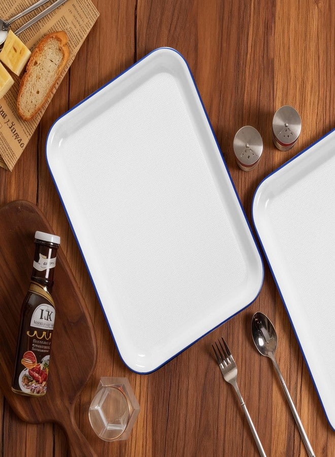 Lechoo Two Tone Grilling Prep and Serve Trays, 14.5” x 11” Plastic Serving Trays for Party, 2pcs White Blue Unbreakable BBQ Platter for Raw and Cooked Food, Serve Appetizers, Fruit, Veggies & Desserts - Image 4