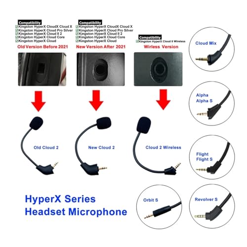 TUANRIVER Hyperx Cloud 2 Mic Replacement, (Old Version Before 2021), Cloud X, Cloud II, Cloud Core, Cloud Pro Silver – Noise Cancelling Boom Microphone Compatible with Gaming Consoles, PC, 3.5mm Jack - Image 4
