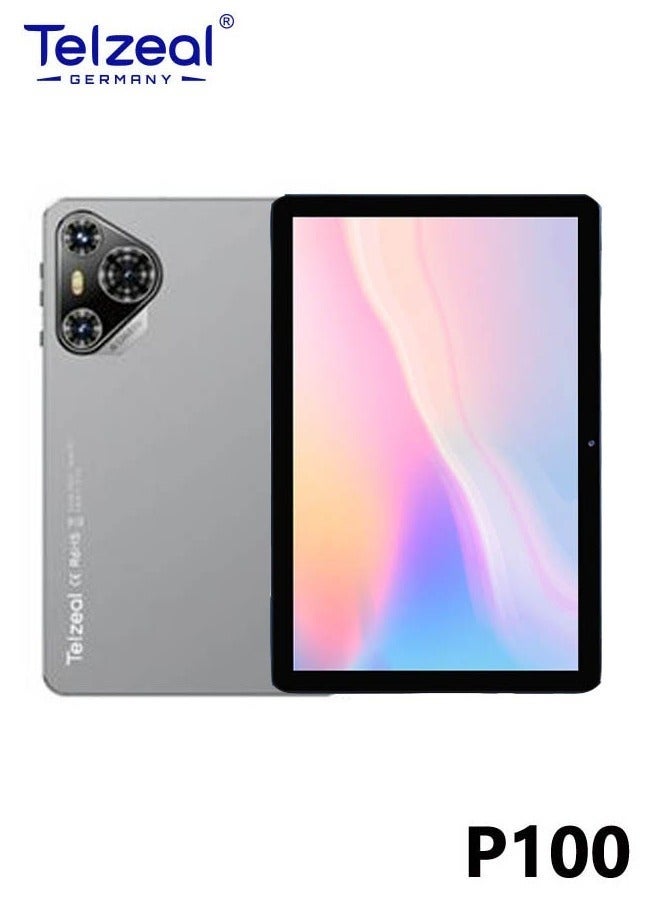 Telzeal P100 Android 13 Tablet | 10.1-Inch HD Display | 8GB RAM + 512GB ROM | Octa-Core Processor | Dual SIM + 5G WiFi | 8000mAh Long Battery | Wireless Keyboard & Mouse | Dual Cameras – Grey - Image 1