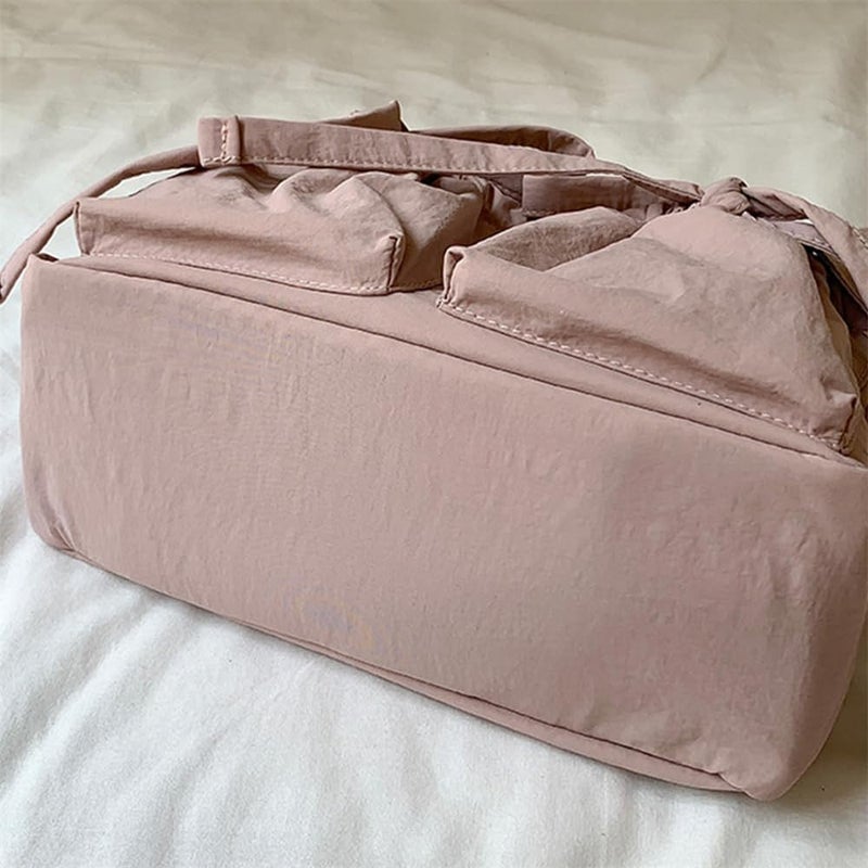 Luckam Aesthetic Shoulder Bag, Japanese Style Nylon Tote Handbag with Cute Bows, Stylish and Elegant Hobo Purse for Women - Image 2