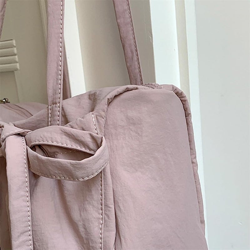 Luckam Aesthetic Shoulder Bag, Japanese Style Nylon Tote Handbag with Cute Bows, Stylish and Elegant Hobo Purse for Women - Image 3