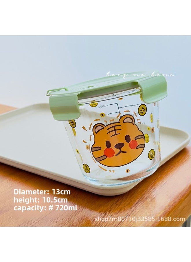 Generic - Glass Round Soup Bowl Food Grade Sealed Large Capacity High Temperature Resistant Microwave Oven Preservation Box Safety Bowl Suit Lunch Box-Specifications:1 Square Bowl With Airless Lid-Color:Individually Packaged - Image 1