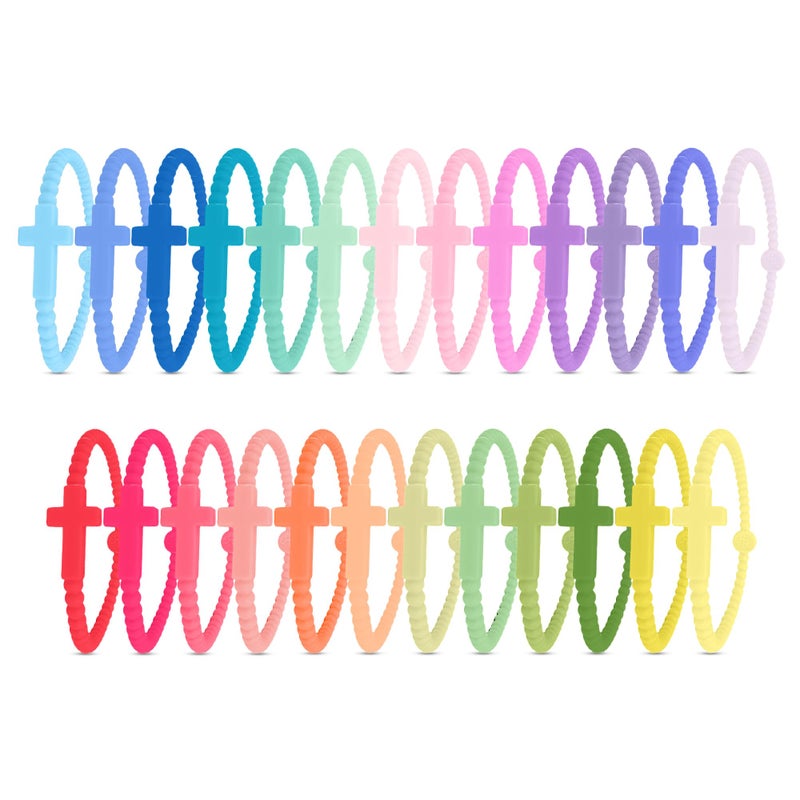 Ryan & Rose Jesus Bracelets - Cross Silicone Bracelet (Funfetti (25 Pack), Extra Small) - Image 1