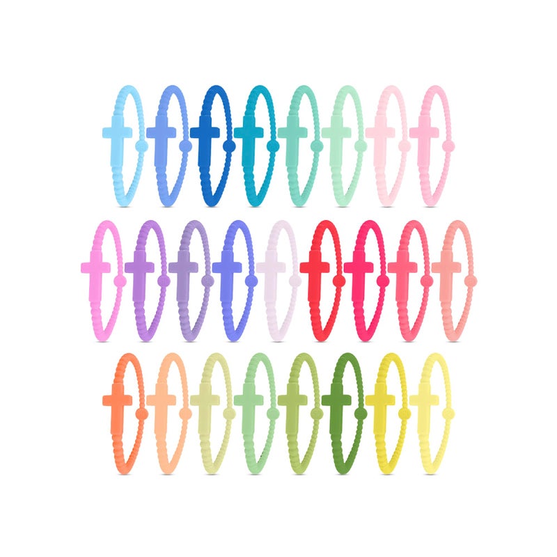 Ryan & Rose Jesus Bracelets - Cross Silicone Bracelet (Funfetti (25 Pack), Extra Small) - Image 3