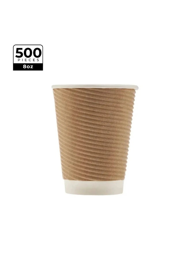 SKY MELD Kraft Round Ripple Paper Cups - 8 oz (500 pieces)