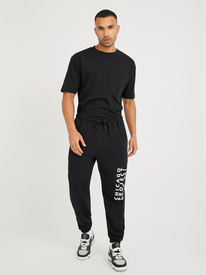 Styli Styli Oversized Cotton Terry Jogger with Print Detail  - Image 3