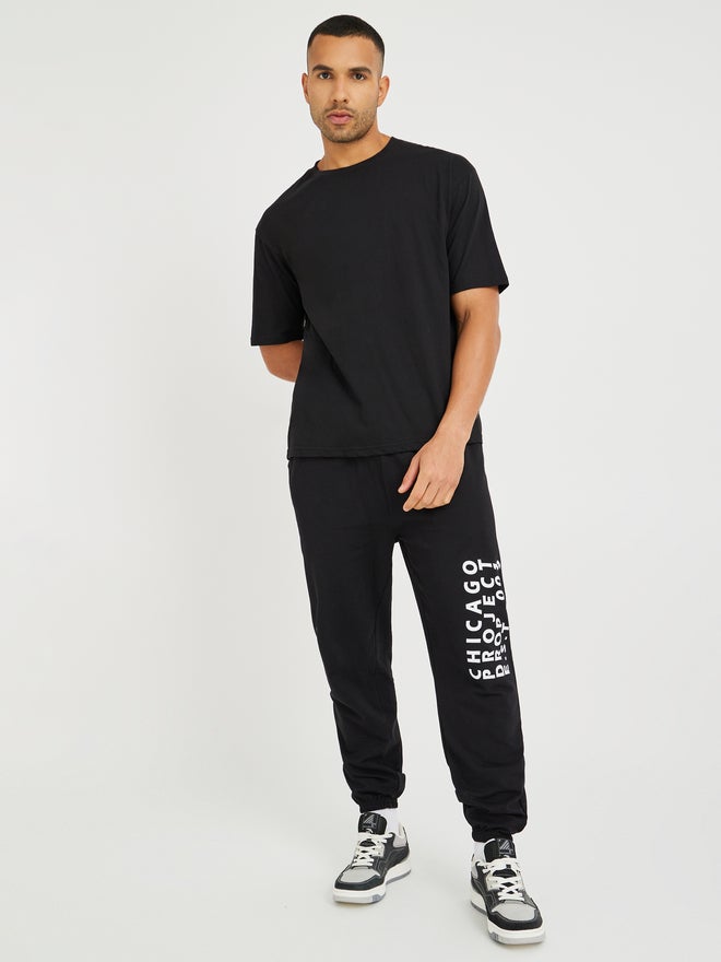 Styli Styli Oversized Cotton Terry Jogger with Print Detail  - Image 2