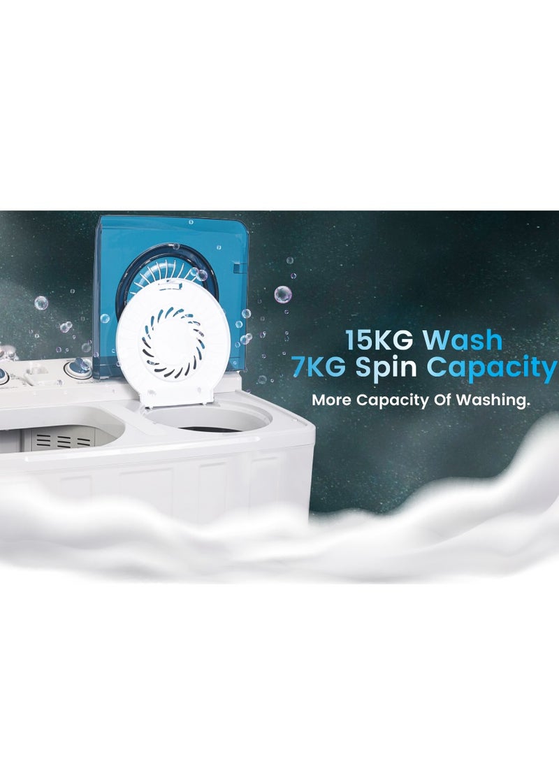 EGNRL - EGNRL Semi Automatic Washers Twin Tub Light Grey 15 Kgs Twin Tub Single Layer Mechanical With Timer EGWM1650 1 Year Brand Warranty - Image 1