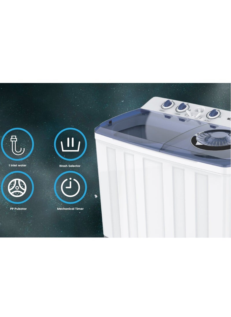 EGNRL - EGNRL Semi Automatic Washers Twin Tub Light Grey 15 Kgs Twin Tub Single Layer Mechanical With Timer EGWM1650 1 Year Brand Warranty - Image 1