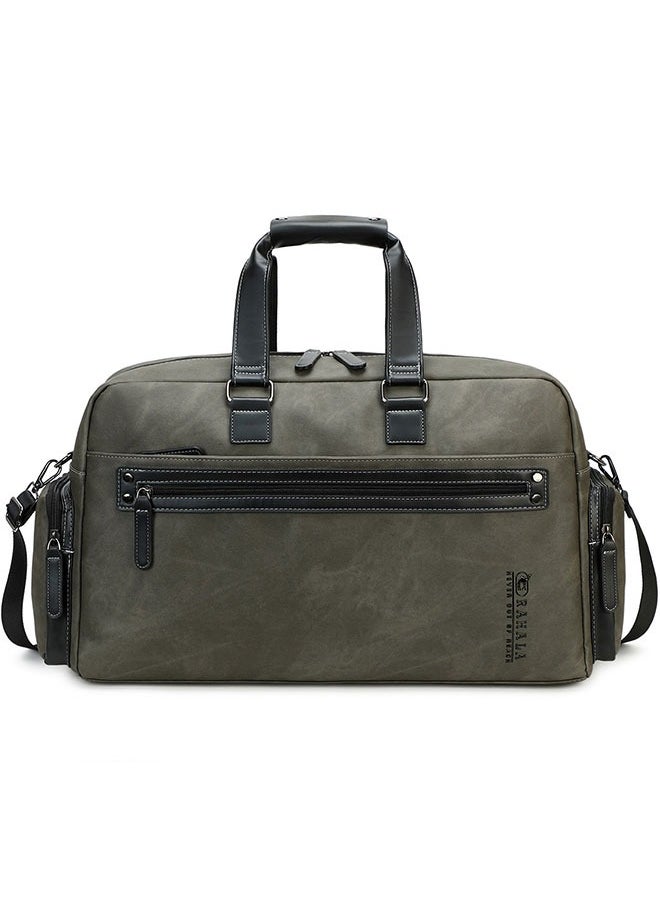 RAHALA 806 Leather Duffel Travel Weekend Large Capacity GYM Business Stylish Multiple Pockets Water-resistant Carry-on Bag - Army Green  - Image 1