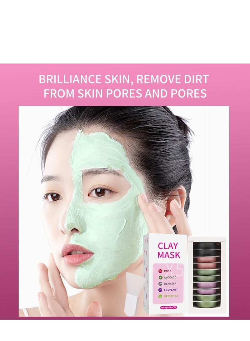 X5 Clay Face Mask - Deep Cleansing & Hydrating with Avocado, Dead Sea Minerals, Rose, Eggplant, & Green Tea Extracts, Ideal for All Skin Types, 10 Individual Packs for a Refreshing Skincare Routine - Image 3