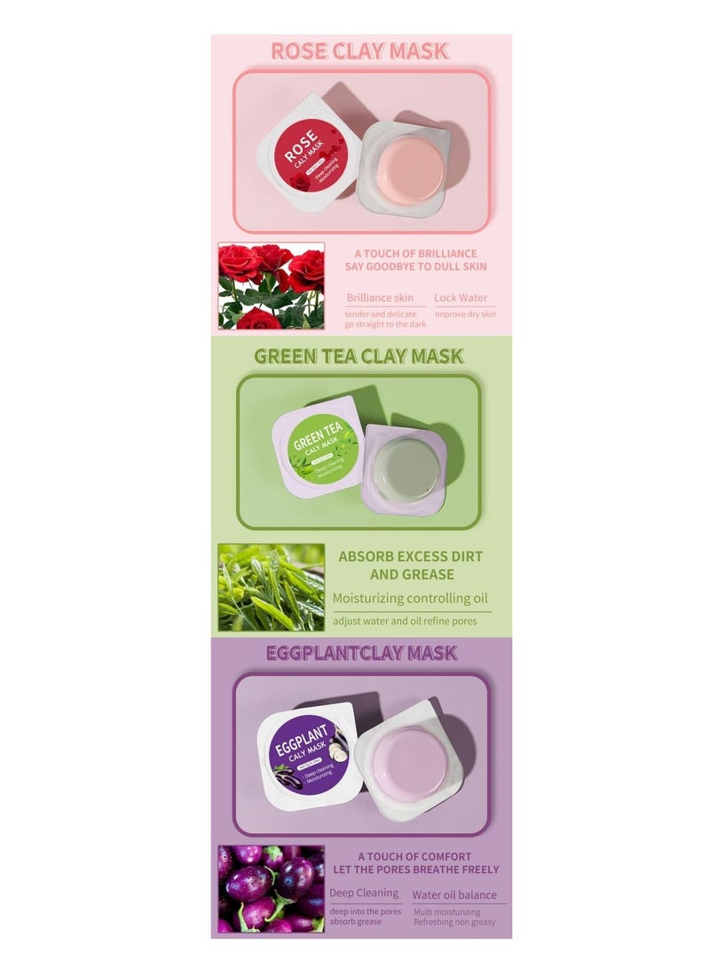 X5 Clay Face Mask - Deep Cleansing & Hydrating with Avocado, Dead Sea Minerals, Rose, Eggplant, & Green Tea Extracts, Ideal for All Skin Types, 10 Individual Packs for a Refreshing Skincare Routine - Image 4