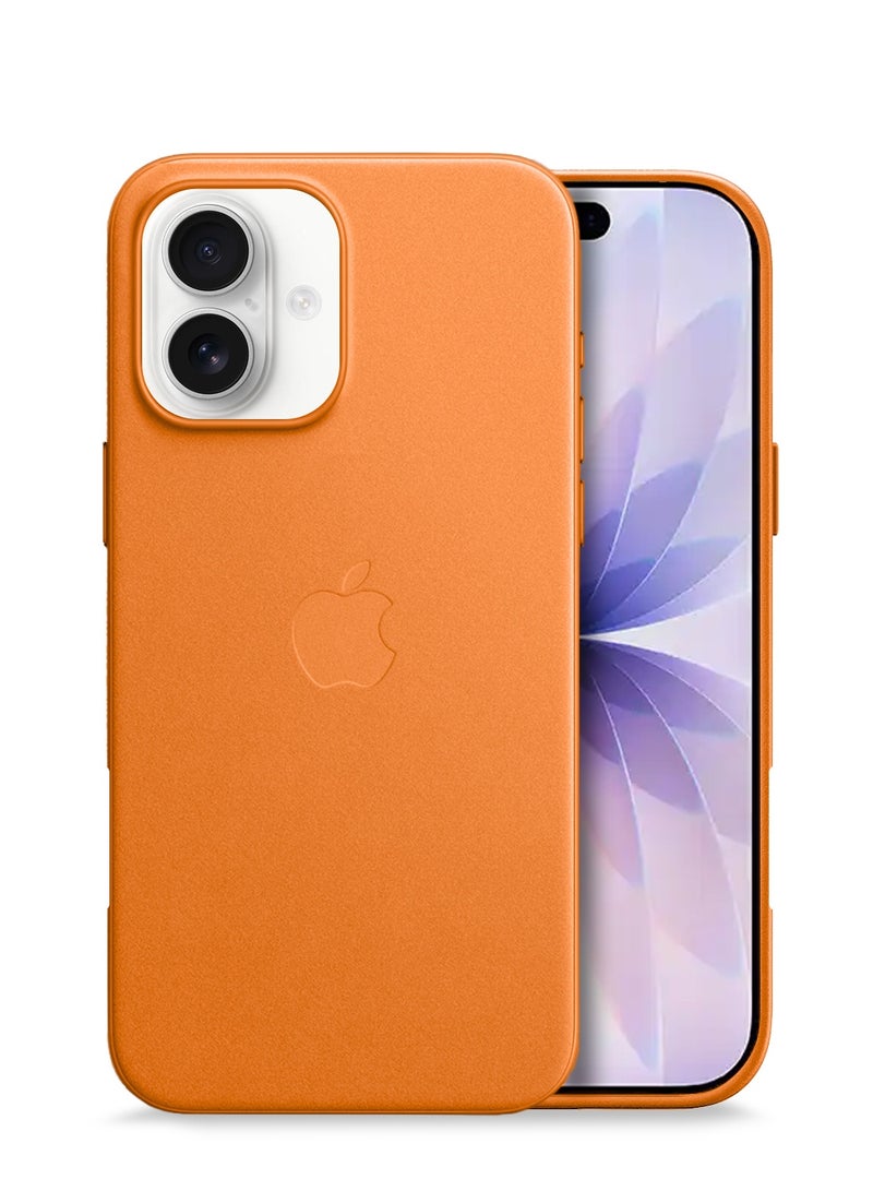 Wtech Apple iPhone 17 5G 2025 Luxury Leather Magnetic Wireless Charging Case Original MagSafe Shockproof Case Cover (MCMPMN) - Orange - Image 1