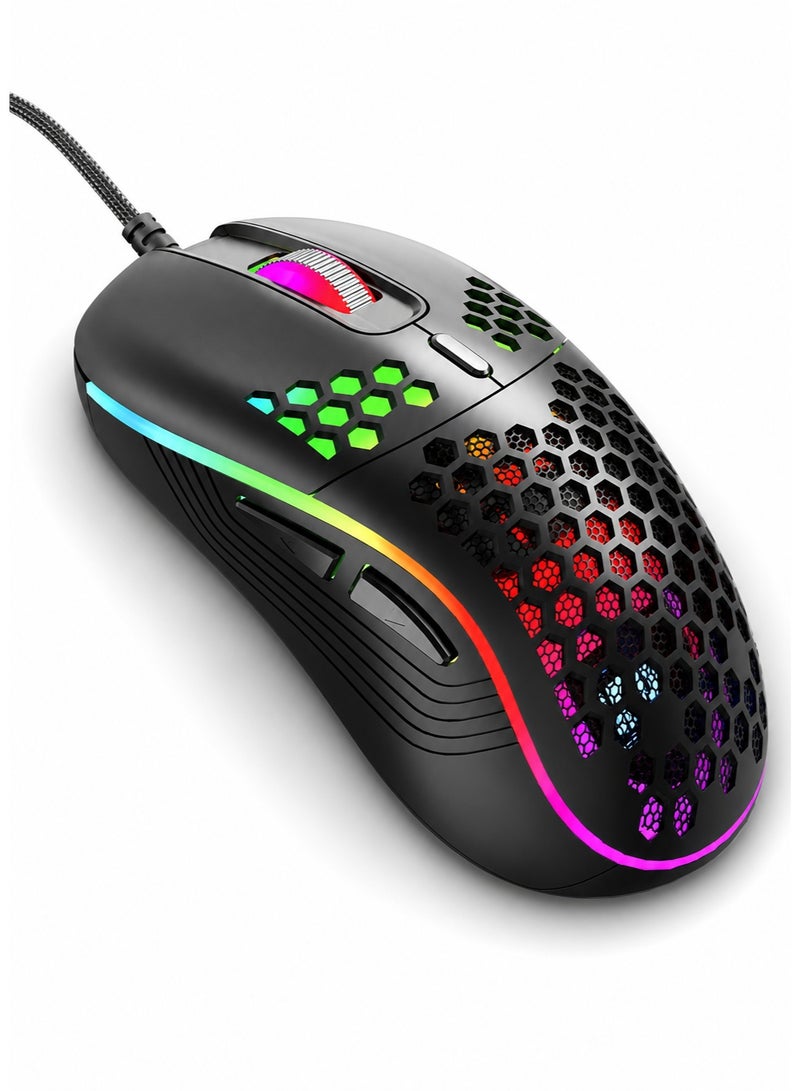 JoyousSto Wired Gaming Mouse, 4 Adjustable DPI Up to 7200, RGB Backlight, Lightweight and Ergonomic USB Computer Mouse with High Precision Optical Sensor for PC, Mac, Laptop Black - Image 1