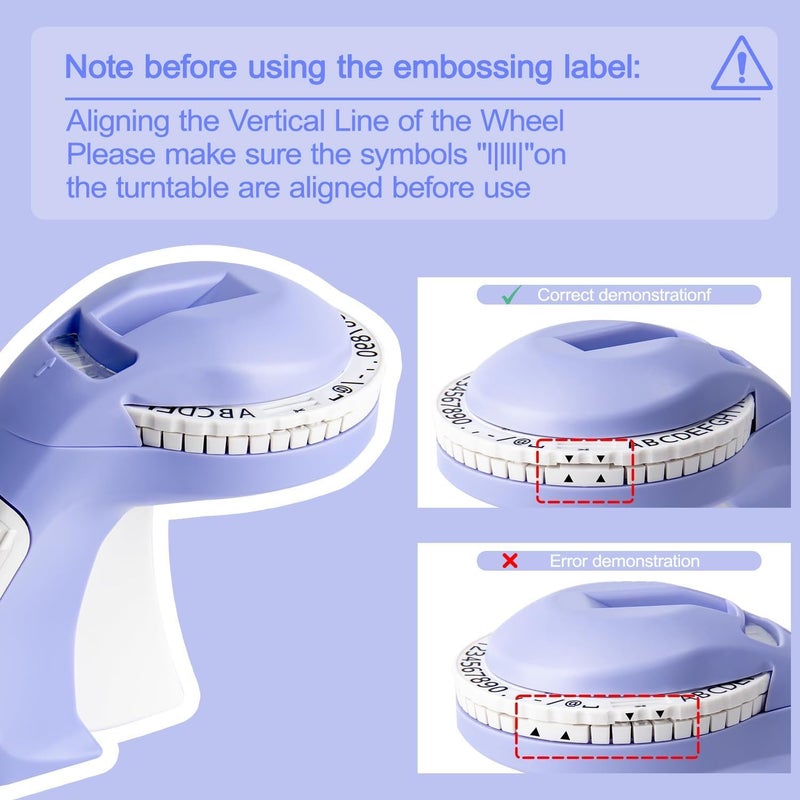 ACETONER Embossing Label Maker Machine with Tapes, Portable Retro Embossed Label Maker Writer, Mini Embosser Label Maker with 5 Black Rolls Embossing Label Tapes (Purple) - Image 3
